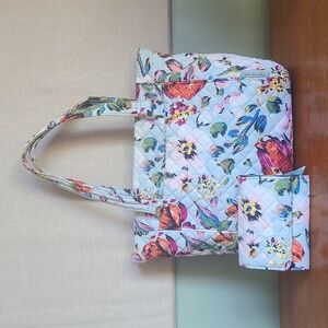 Vera Bradley Multi Strap Crossbody & RFID Riley Wallet Bundle - Sea Air Floral